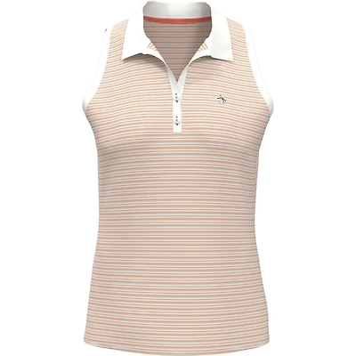 Women's Ribbed Fine Line Stripe Sleeveless Polo