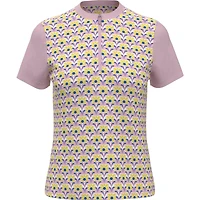 Women's Lattice Zip Mock Short Sleeve Top