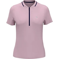 Women's Rib Metallic Zipper Short Sleeve Top