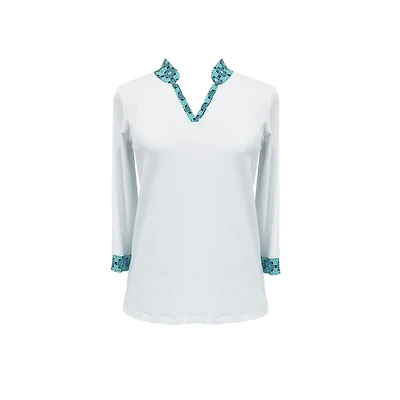Women's Velocity Printed Trim 3/4 Sleeve Top