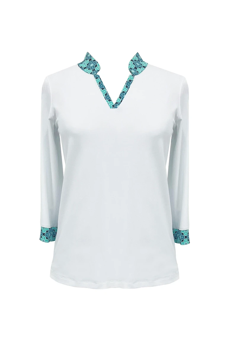 Women's Velocity Printed Trim 3/4 Sleeve Top