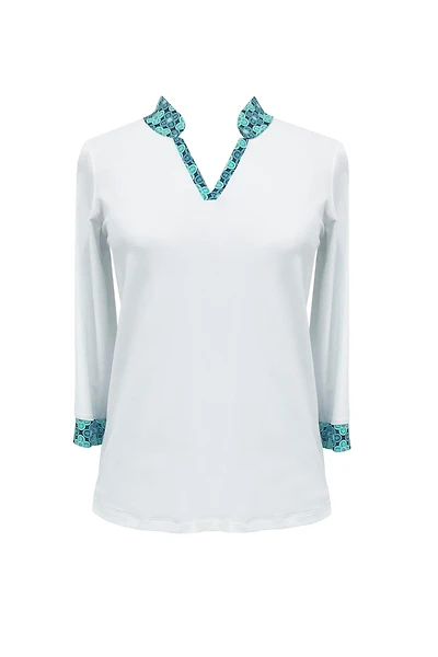 Women's Velocity Printed Trim 3/4 Sleeve Top