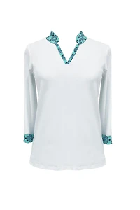 Women's Velocity Printed Trim 3/4 Sleeve Top