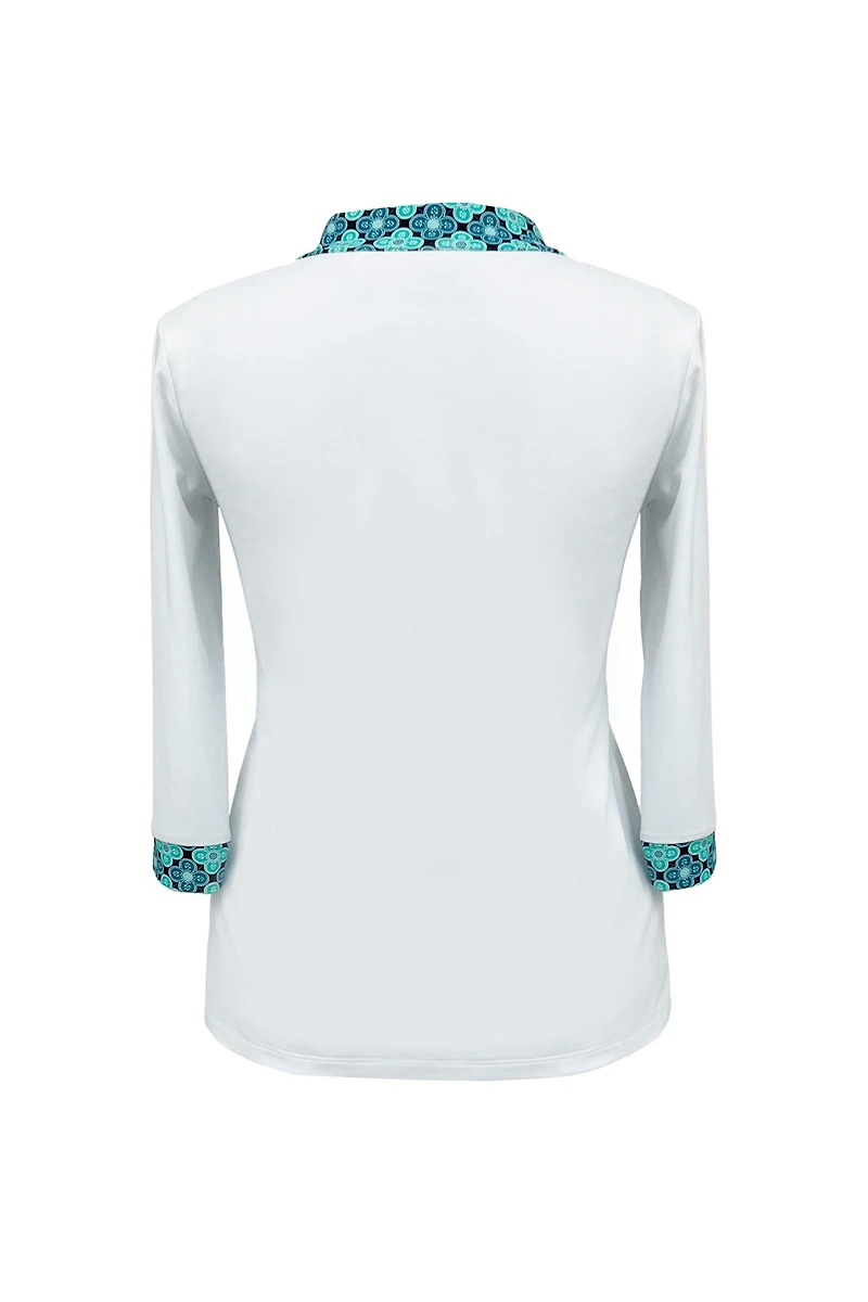 Women's Velocity Printed Trim 3/4 Sleeve Top