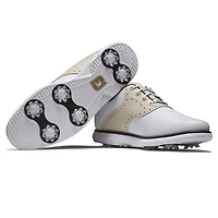 Women's Traditions Saddle Spiked Golf Shoe - White/Beige
