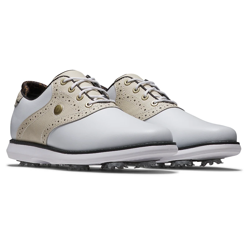 Prior Generation - Women's Traditions Saddle Spiked Golf Shoe White/Beige