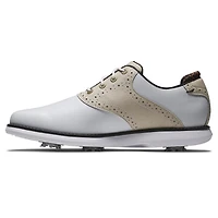Women's Traditions Saddle Spiked Golf Shoe - White/Beige