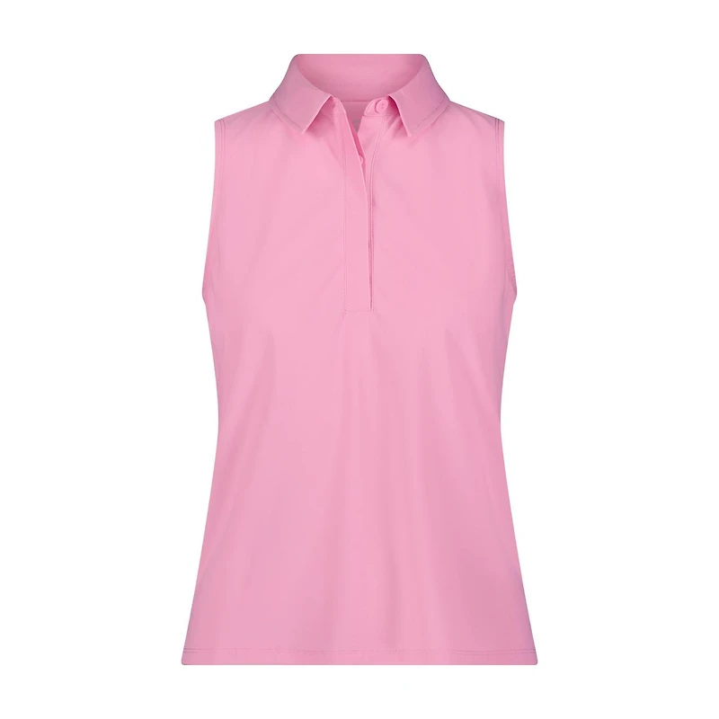 Women's Solid Fitted Sleeveless Polo