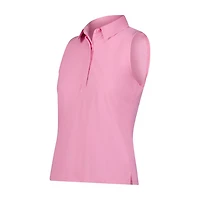 Women's Solid Fitted Sleeveless Polo