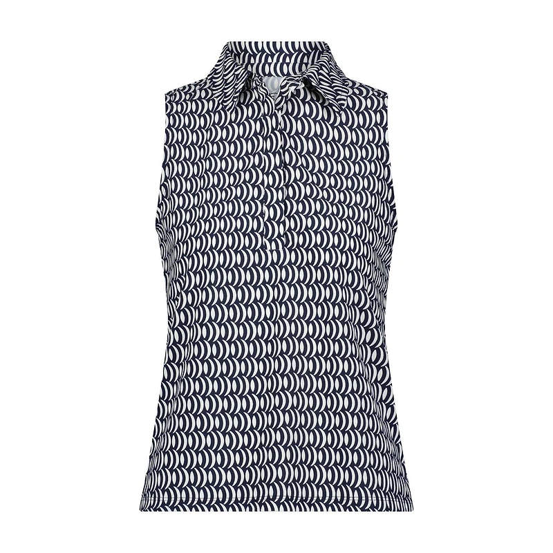 Women's Printed Fitted Sleeveless Polo