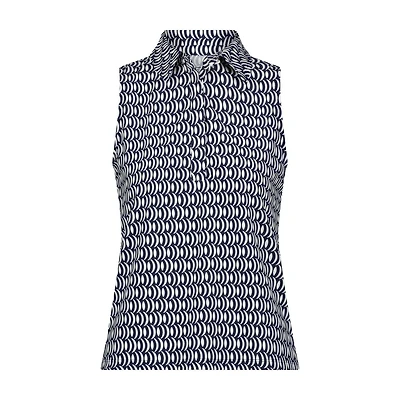 Women's Printed Fitted Sleeveless Polo