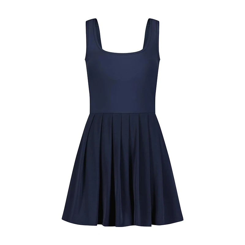 Women's Powermesh Pleated Unitard Tank Dress