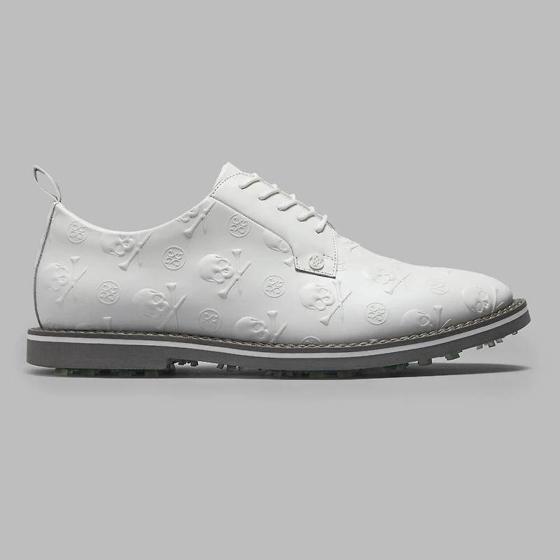 Men's Embossed Skull & Ts Gallivanter Spikeless Golf Shoe - White/ Dark Grey