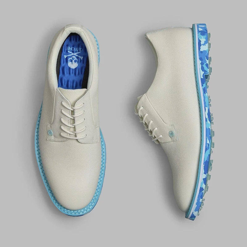 Men's Classic Camo Sole Pebble Leather Gallivanter Spikeless Golf Shoe - White/Blue