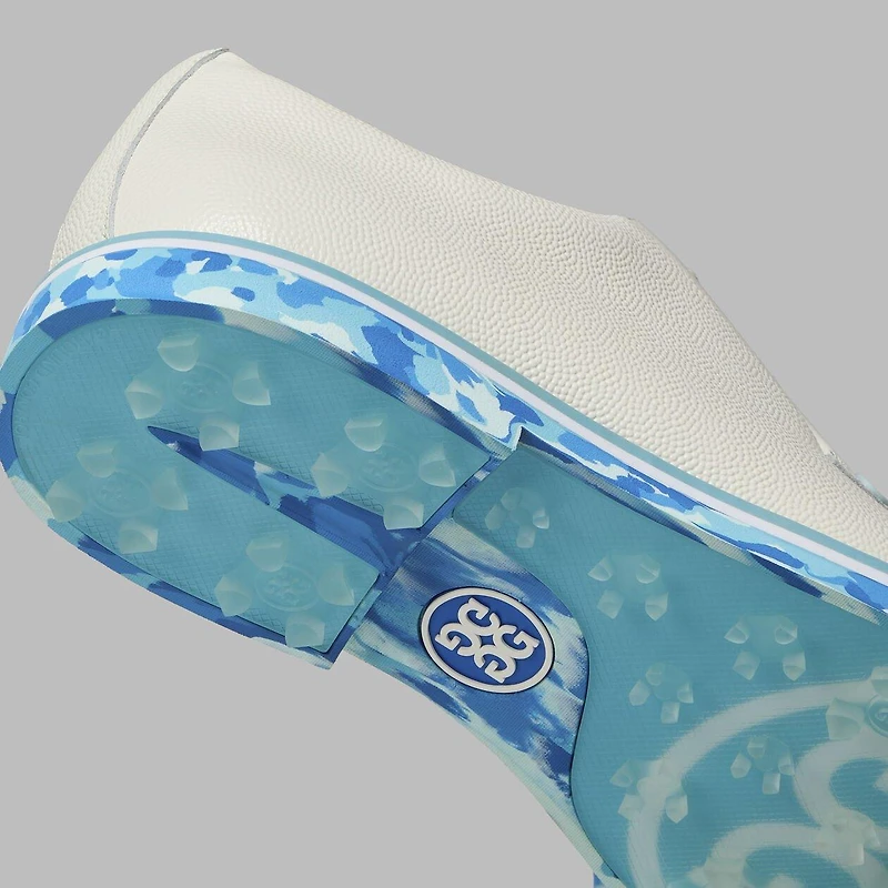 Men's Classic Camo Sole Pebble Leather Gallivanter Spikeless Golf Shoe - White/Blue