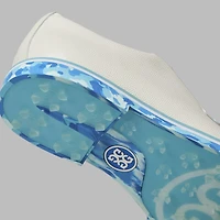 Men's Classic Camo Sole Pebble Leather Gallivanter Spikeless Golf Shoe - White/Blue