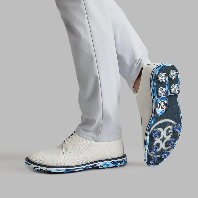 Men's Classic Pebble Leather G/Lock Gallivanter Spiked Golf Shoe - White