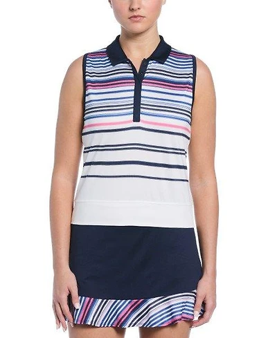 Women's Placed Stripe Waist Length Sleeveless Top