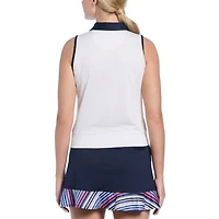 Women's Placed Stripe Waist Length Sleeveless Top