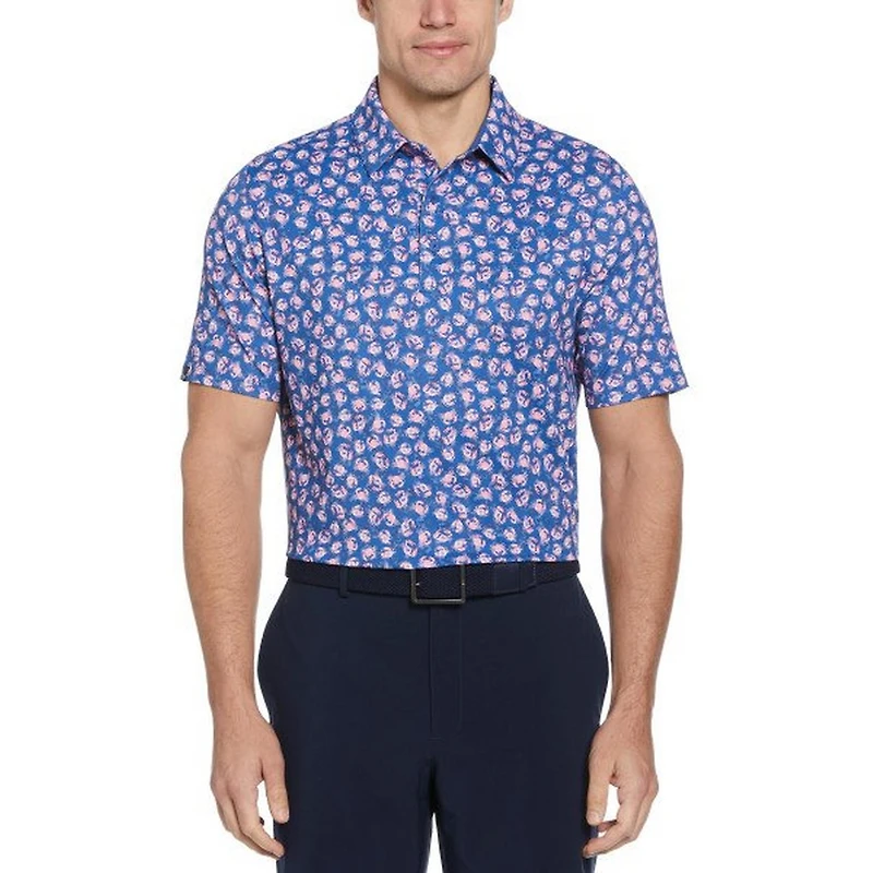 Men's Crab Novelty Print Short Sleeve Polo