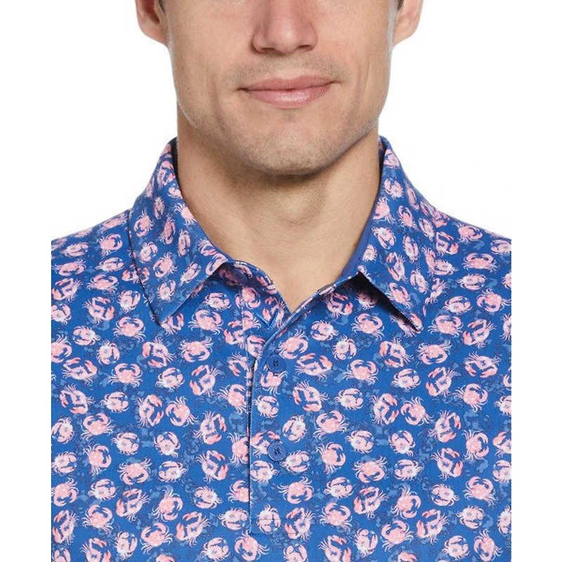 Men's Crab Novelty Print Short Sleeve Polo