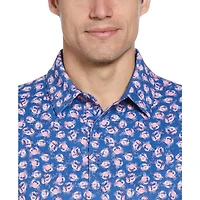 Men's Crab Novelty Print Short Sleeve Polo