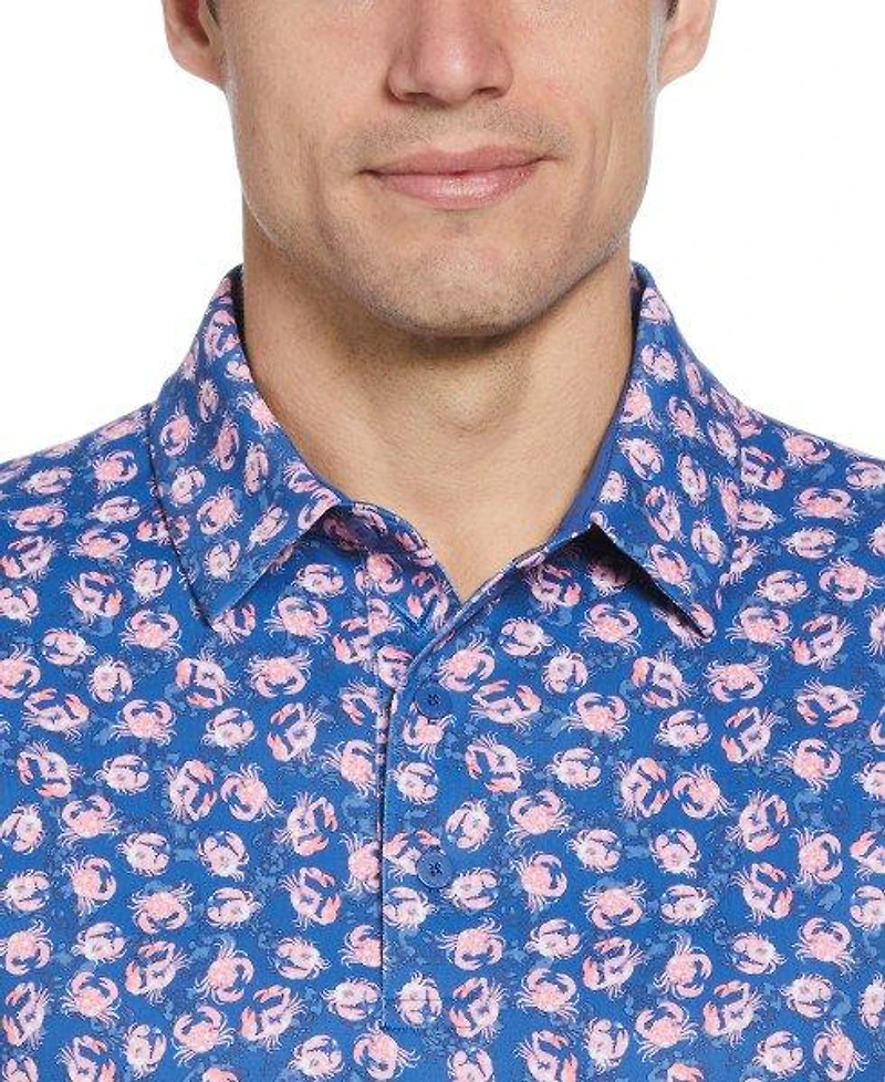 Men's Crab Novelty Print Short Sleeve Polo