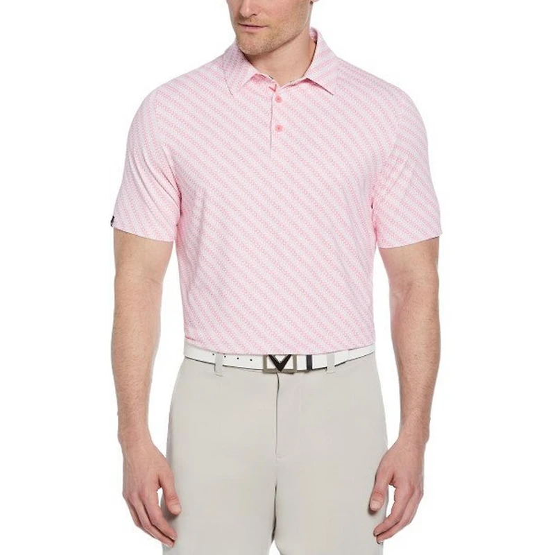 Men's Chev Twill Print Short Sleeve Polo