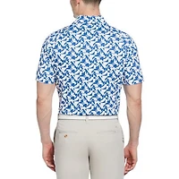 Men's Layered Floral Print Short Sleeve Polo