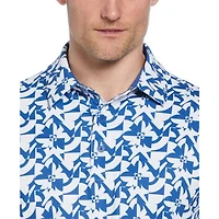 Men's Layered Floral Print Short Sleeve Polo