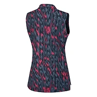 Women's Olive Printed Sleeveless Polo
