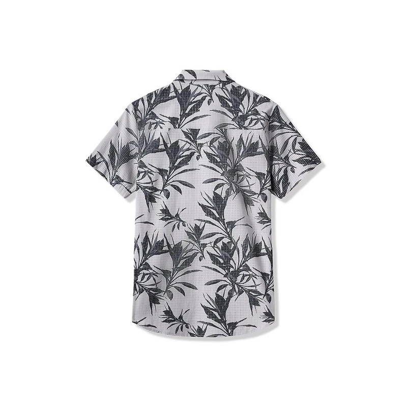 Men's Light Map Button Up Short Sleeve Polo