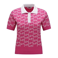 Women's Pattern Knit Short Sleeve Polo