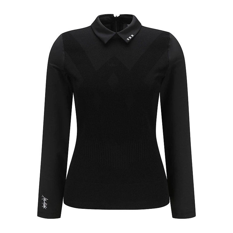 Women's Knitwear Hybrid Long Sleeve Polo