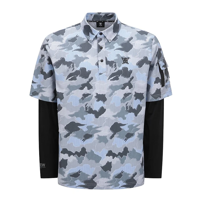 Men's Layered Camo Long Sleeve Polo