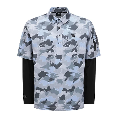 Men's Layered Camo Long Sleeve Polo