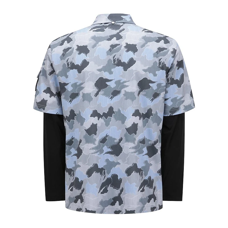 Men's Layered Camo Long Sleeve Polo