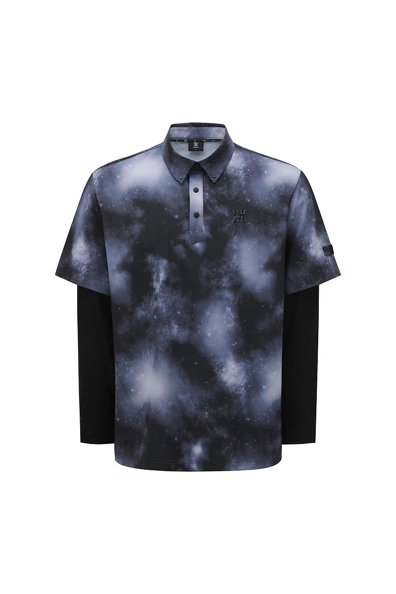 Men's Layered Camo Long Sleeve Polo