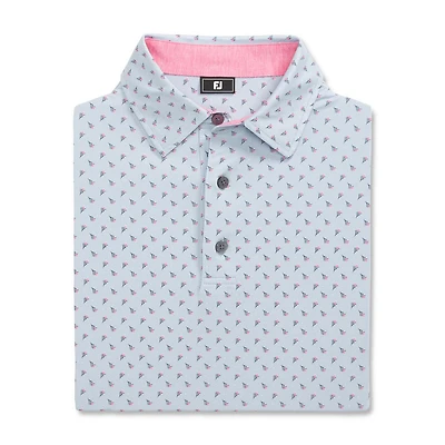 Men's Flower Bud Foulard Short Sleeve Polo
