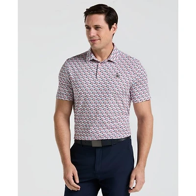 Men's Layered Umbrella Print Short Sleeve Polo
