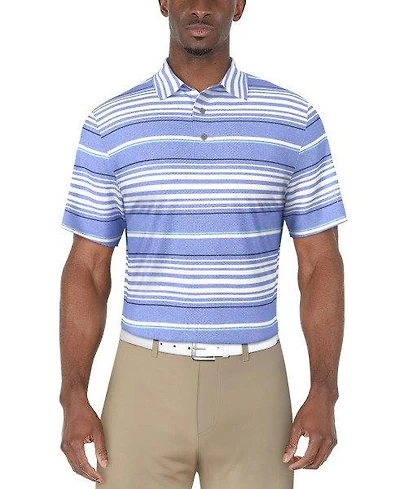 Men's All Over Stripe Printed Short Sleeve Polo