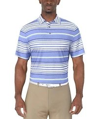 Men's All Over Stripe Printed Short Sleeve Polo