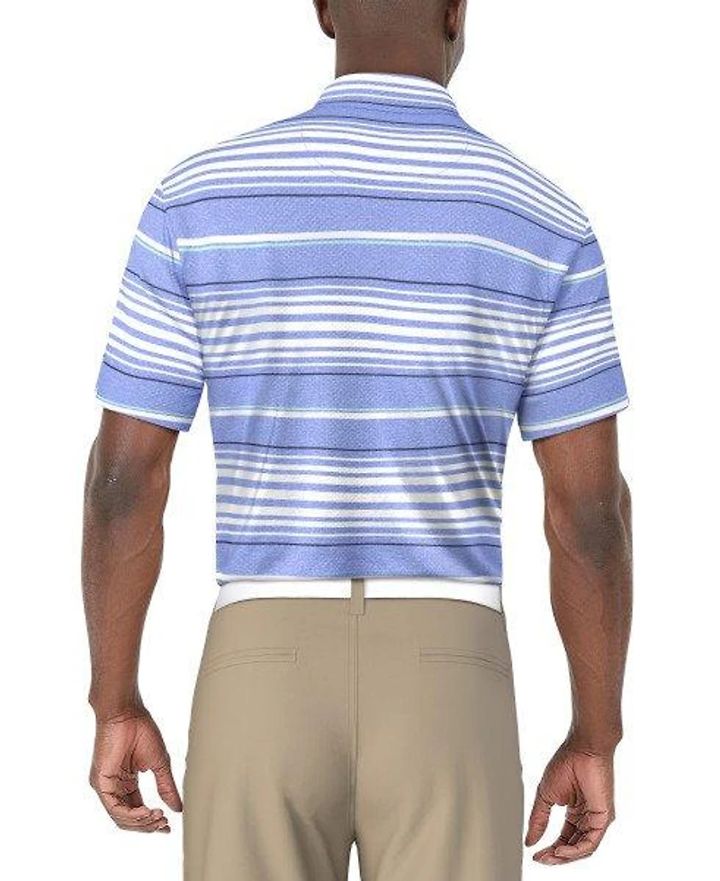 Men's All Over Stripe Printed Short Sleeve Polo