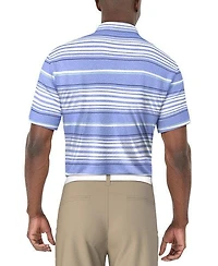 Men's All Over Stripe Printed Short Sleeve Polo