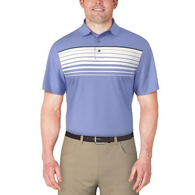 Men's Chest Stripe Printed Short Sleeve Polo