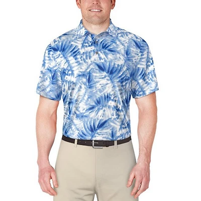 Men's Tropical Leaf Print Short Sleeve Polo