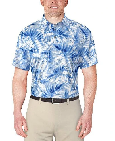 Men's Tropical Leaf Print Short Sleeve Polo