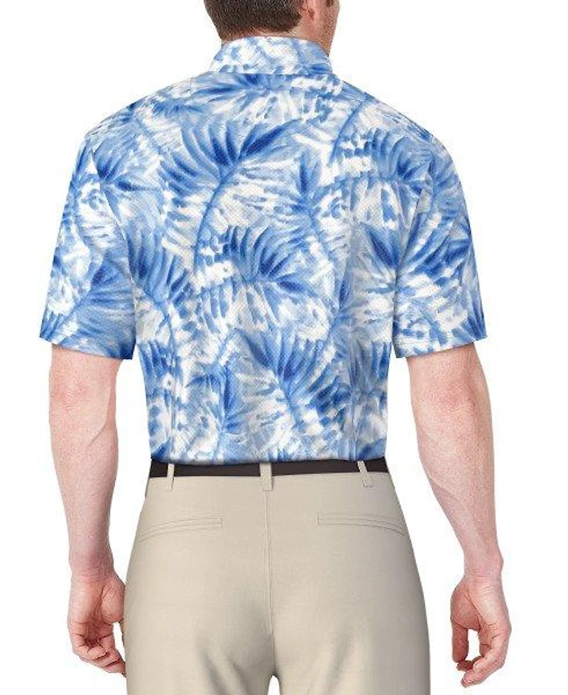 Men's Tropical Leaf Print Short Sleeve Polo