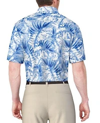 Men's Tropical Leaf Print Short Sleeve Polo