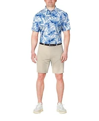 Men's Tropical Leaf Print Short Sleeve Polo
